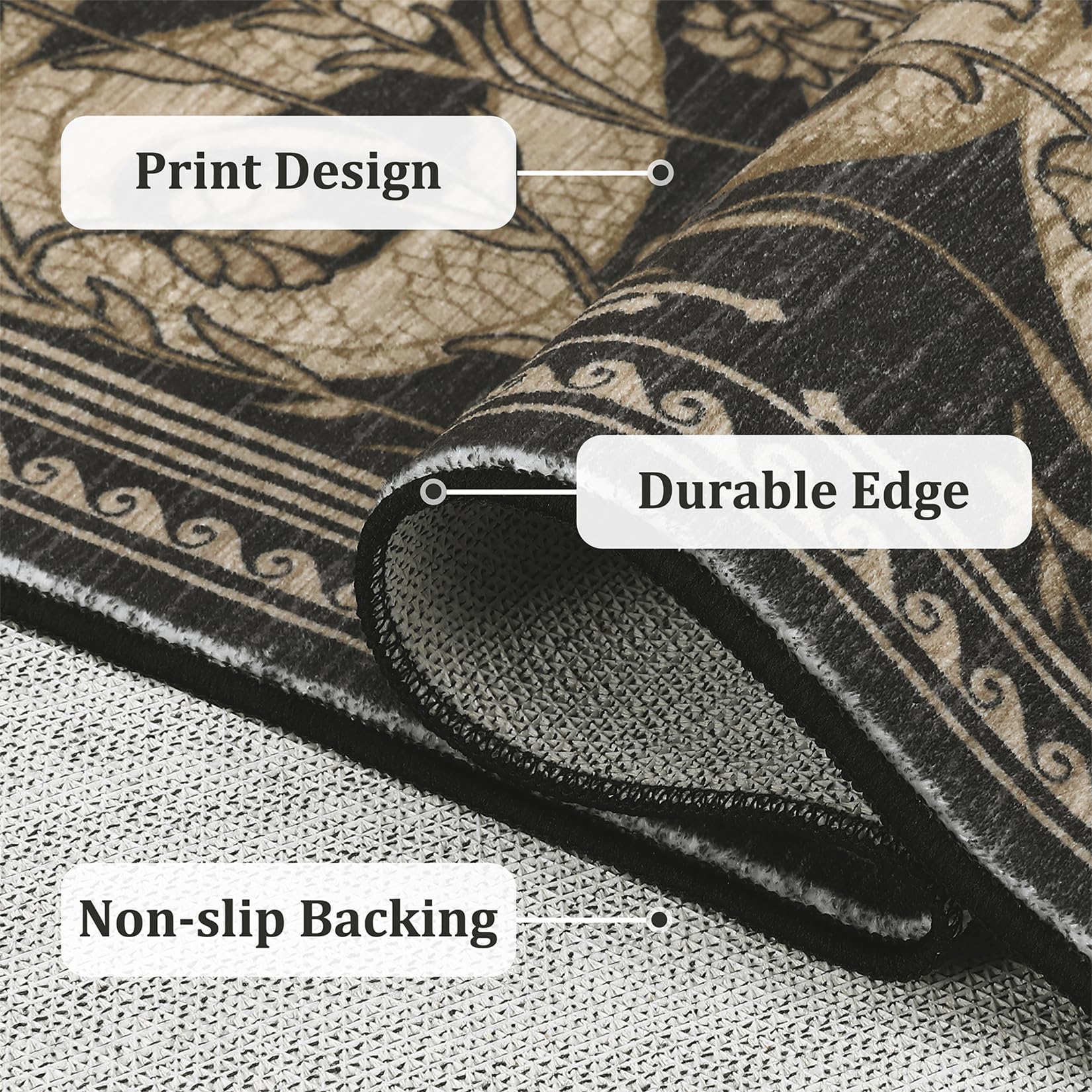 ROYHOME 5x7 area rug, easy care for bedrooms and dining spaces.
