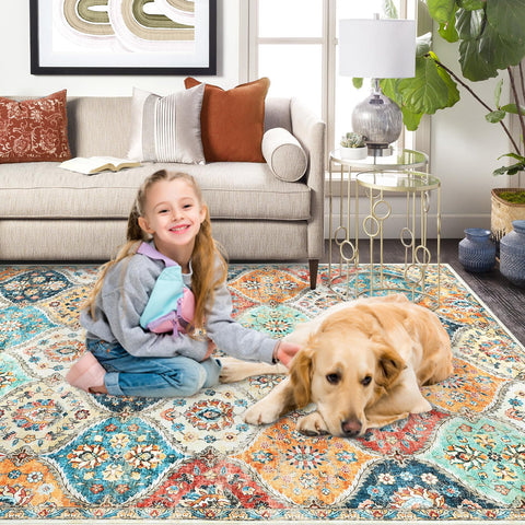 ROYHOME non-slip backing detail helps keep rug in place