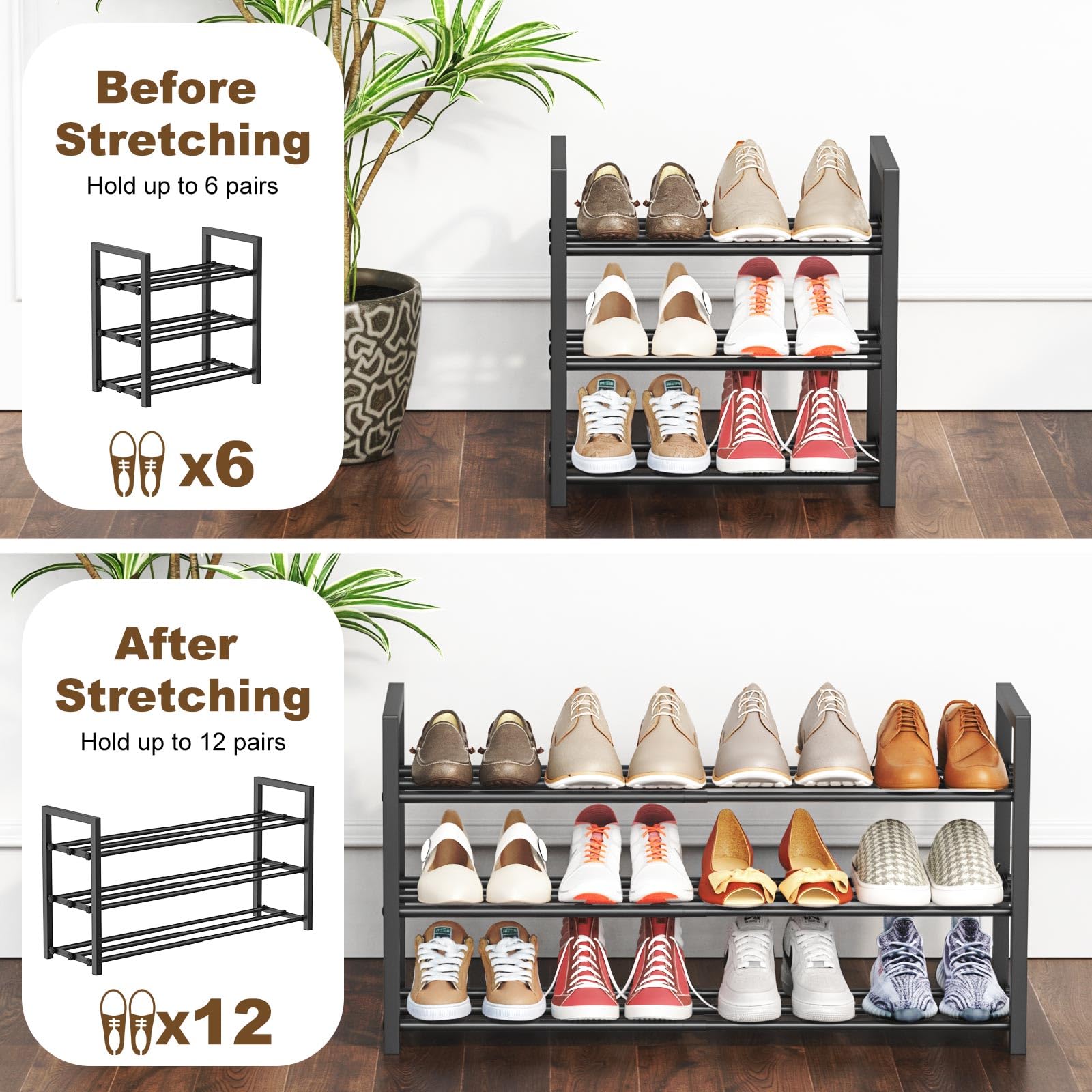 Roylvan heavy-duty 3-tube design supports more shoes without sagging.