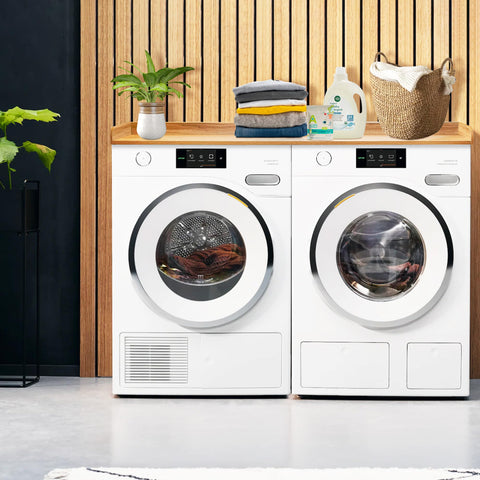 Royxen oak countertop demonstrates extra storage for detergents