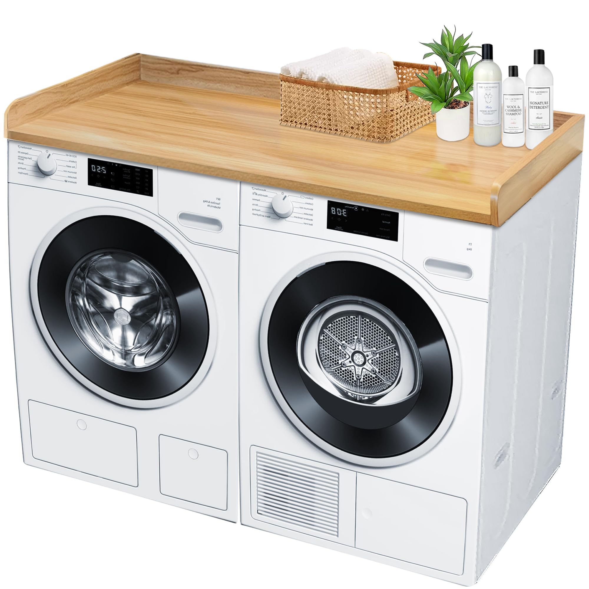Royxen oak countertop top view showing wide folding space for laundry tasks