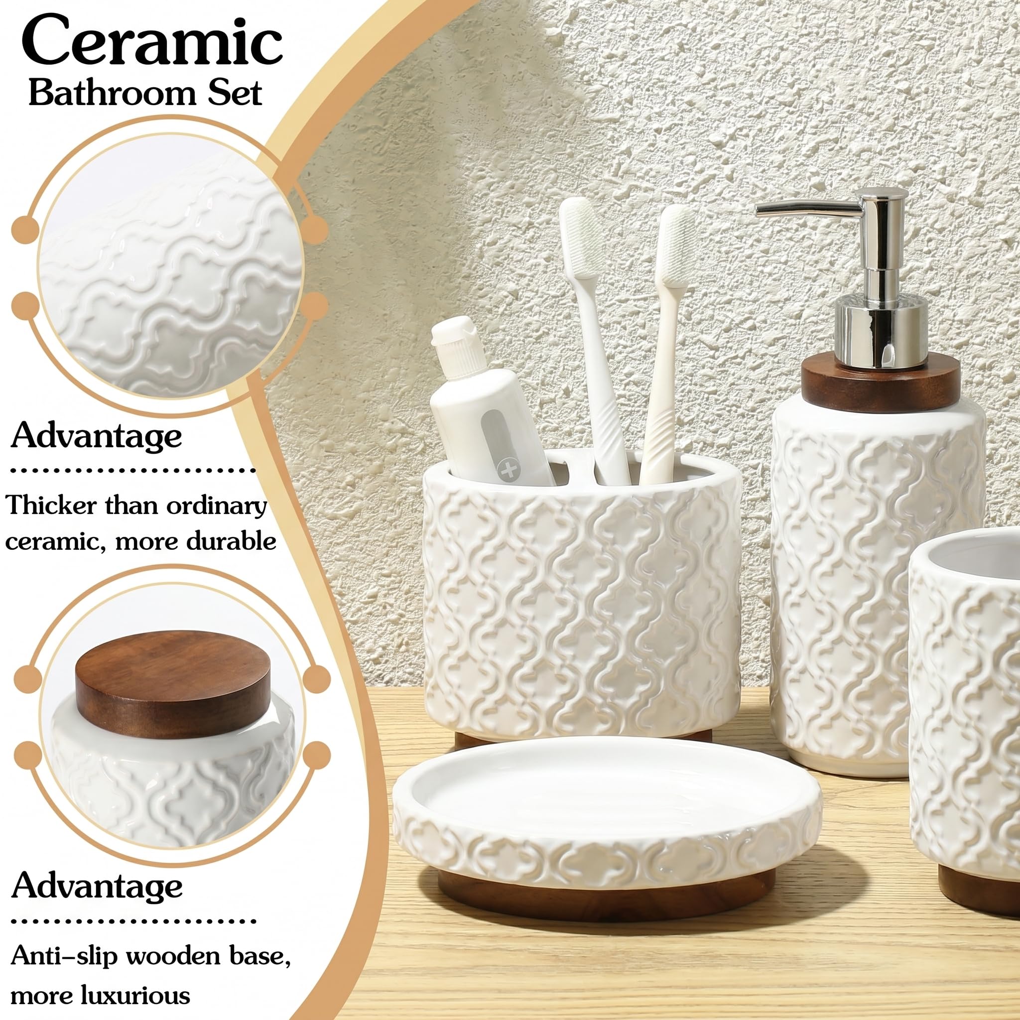 RQYIXI toothbrush holder in white ceramic keeps brushes organized and accessible