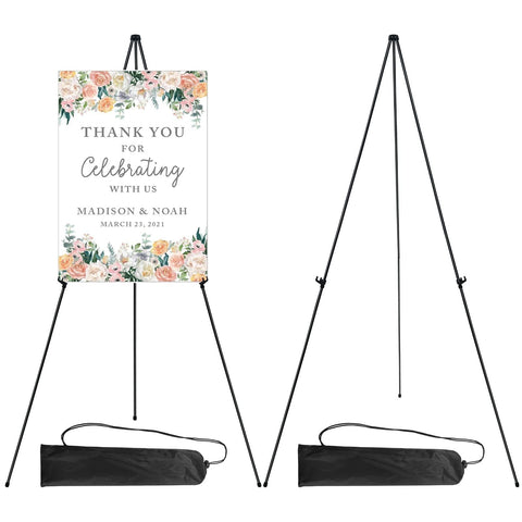 RRFTOK 63-inch easel stand front view for banners and signs, sturdy support.
