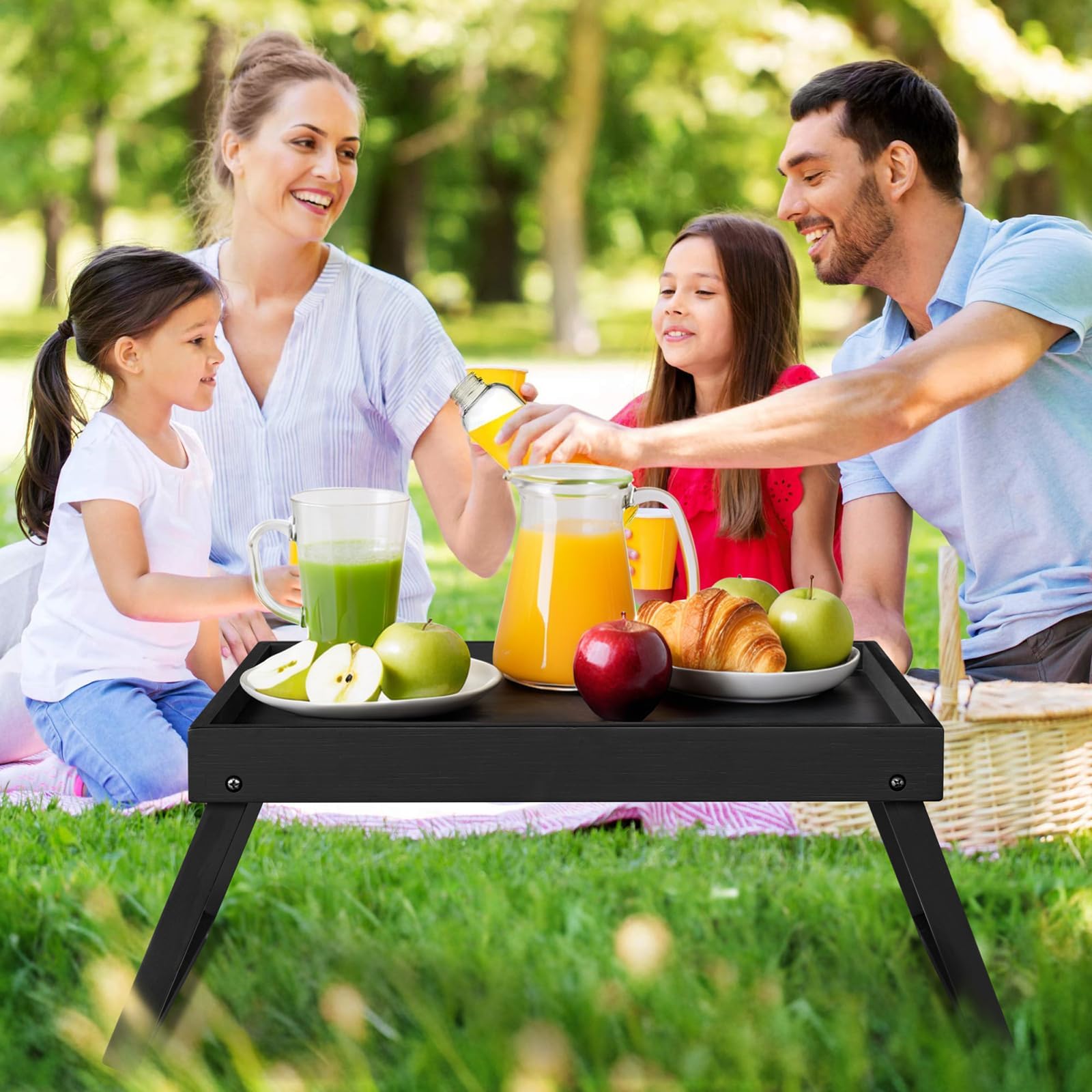 RRX bamboo bed tray serving breakfast on a sofa or bed.