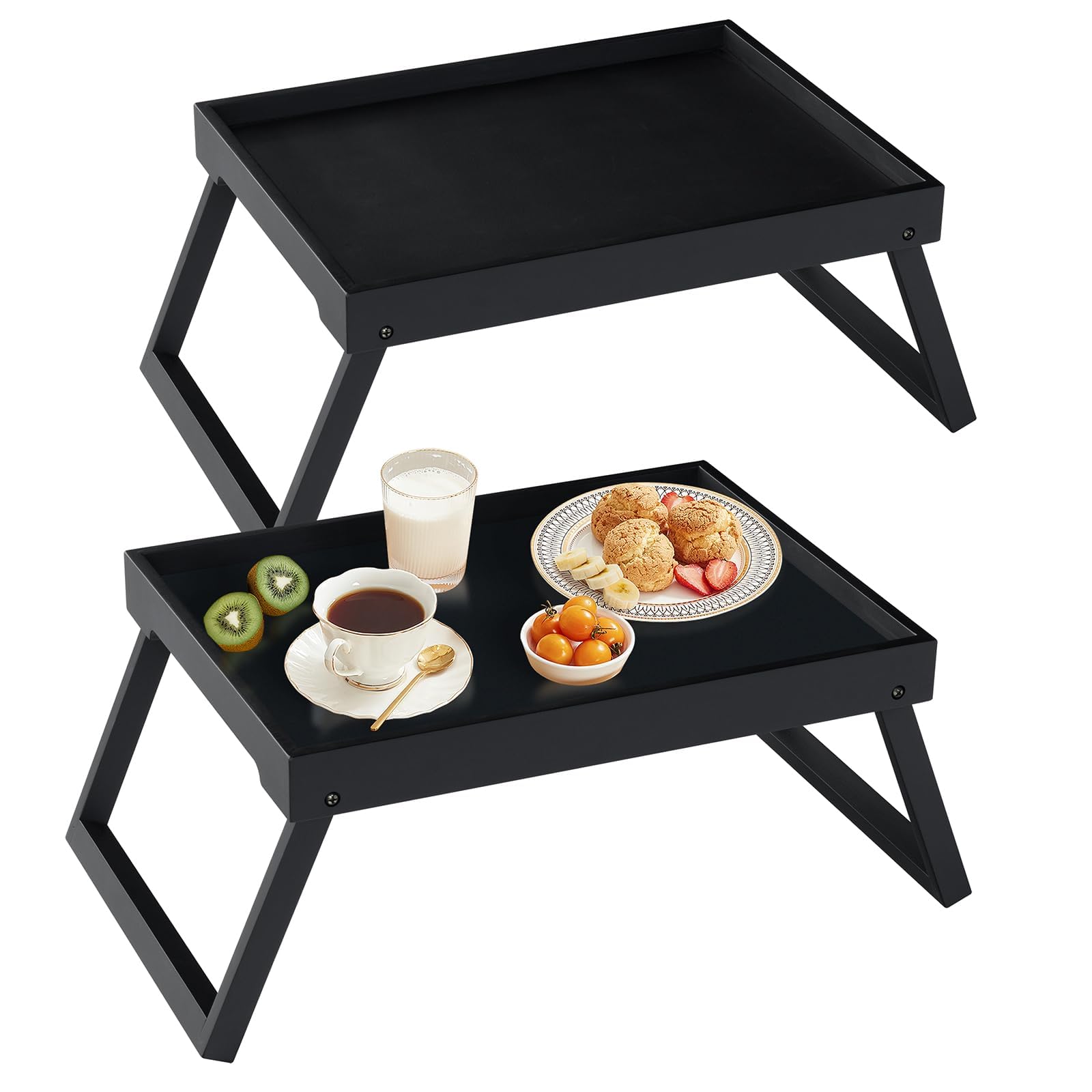 RRX bamboo bed tray with folding legs for easy storage.