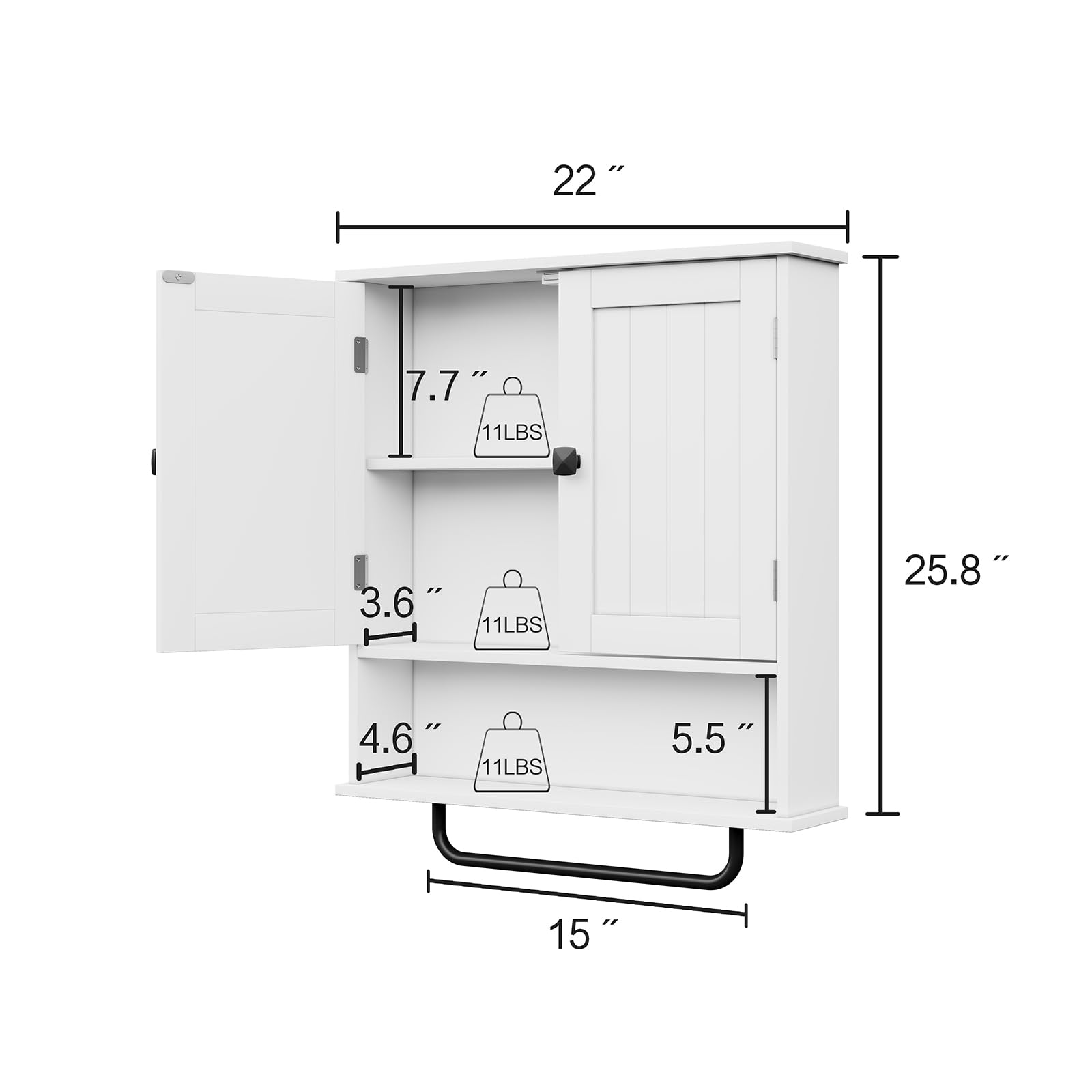 RRX cabinet with adjustable shelf adapts to tall bottles and small items