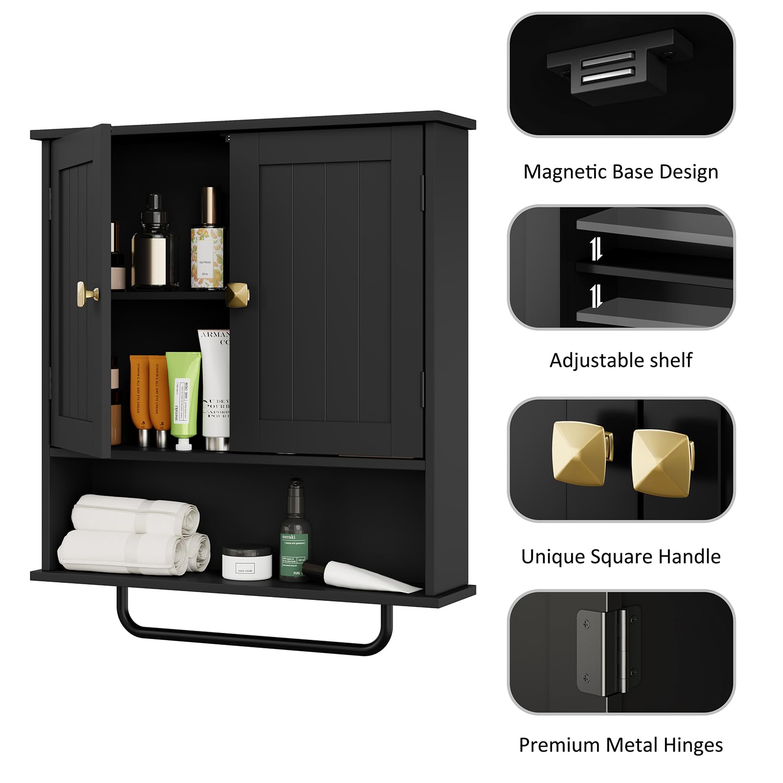 RRX wall-mounted medicine cabinet 22x5x25 dimensions highlights storage