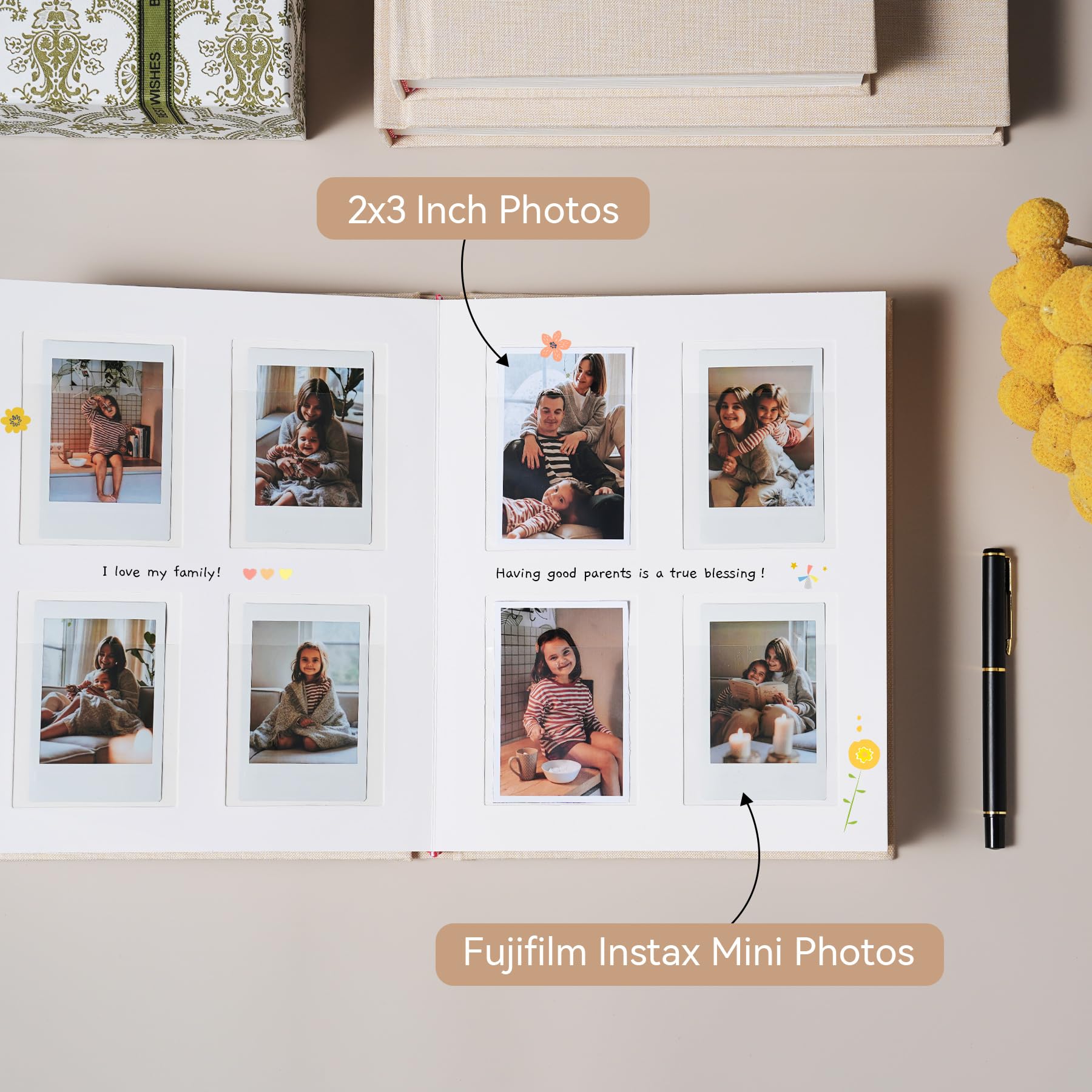 Rseozr Instax mini photo album pocket closeup securely holding photos