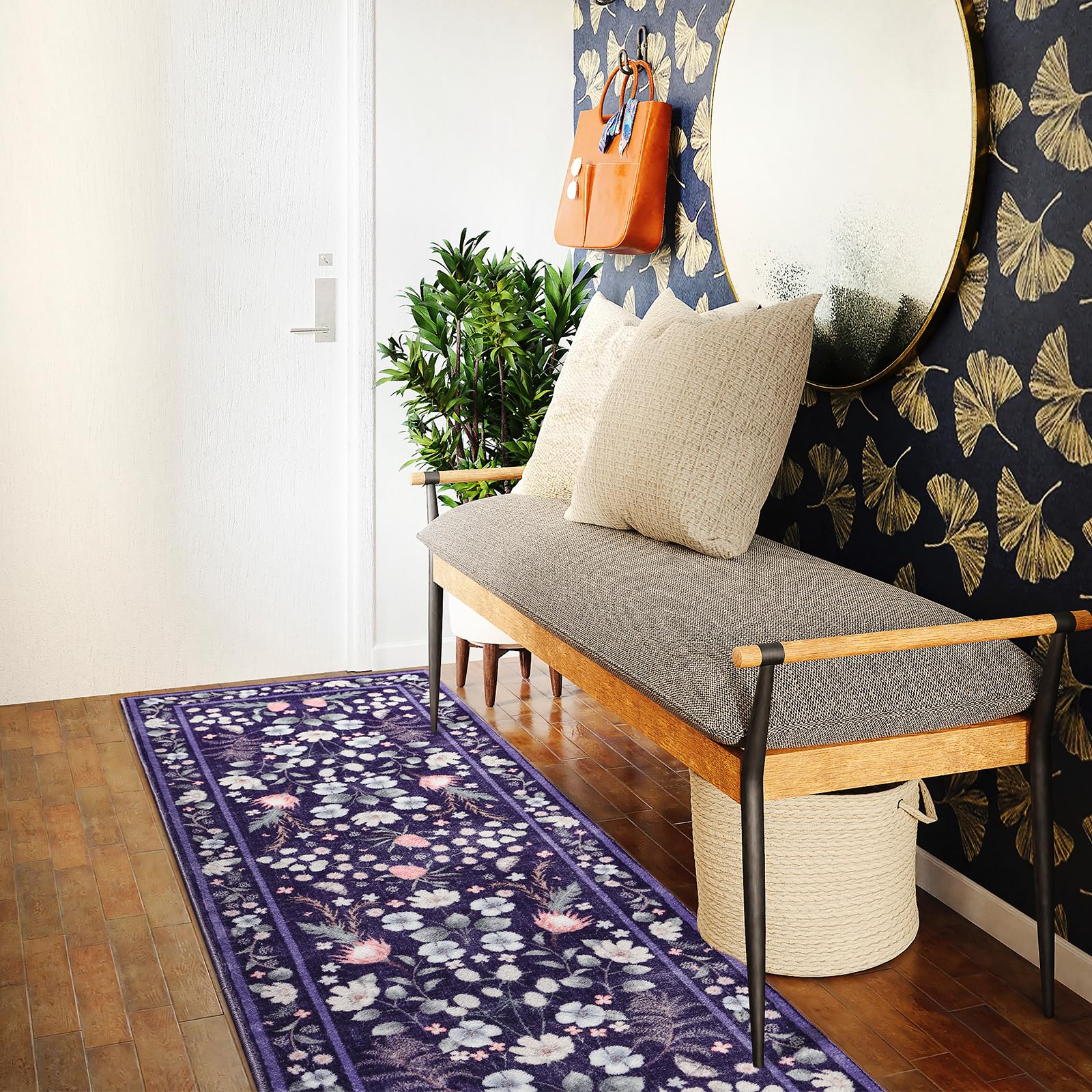 Rtizon Runner Rug's vibrant floral design adds a bold focal point in rooms.