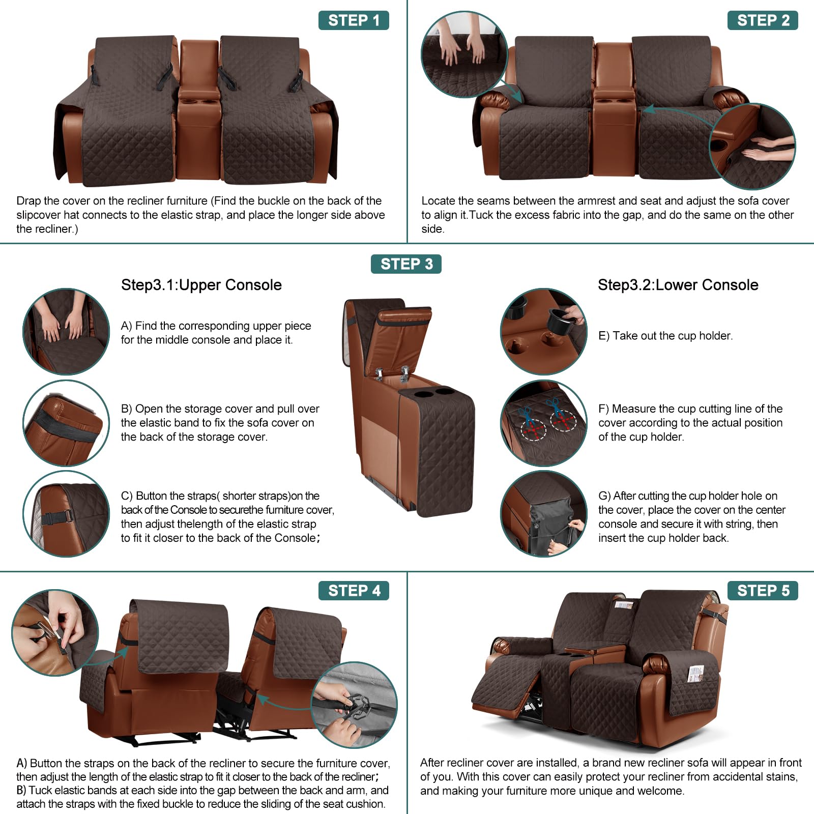 Ruaozz chocolate loveseat cover looks stylish while concealing stains.