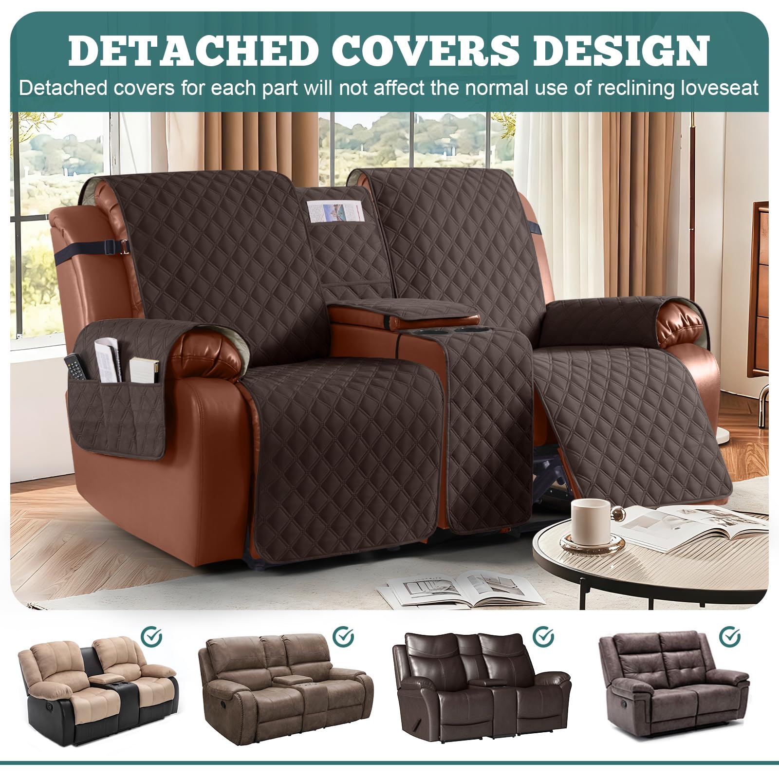 Ruaozz non-slip back design prevents shifting on leather or fabric recliners.