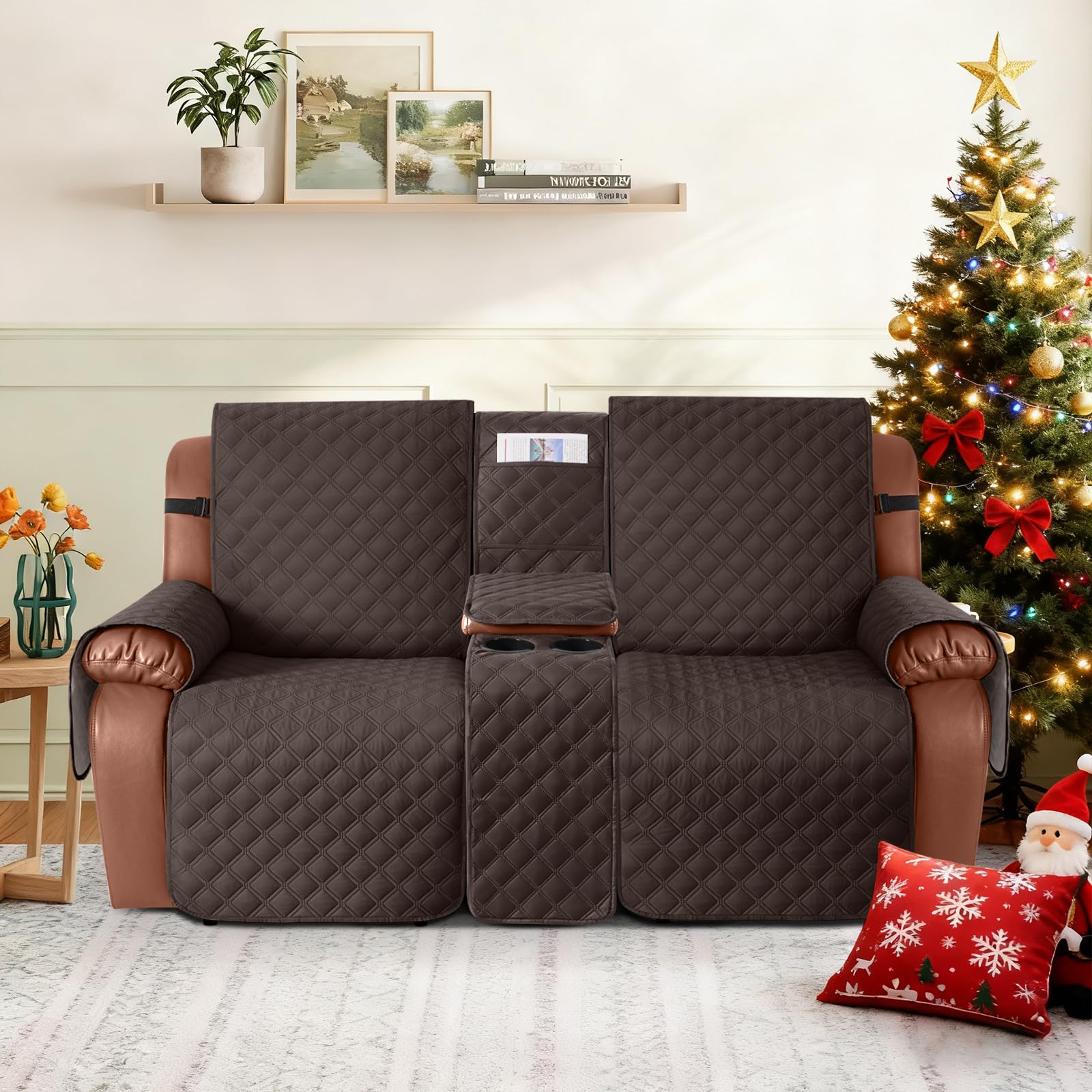 Ruaozz pet-friendly protection for kids and dogs on a reclining sofa.