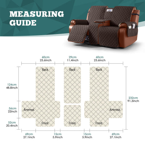 Ruaozz recliner console slipcover with pocket keeps drinks organized and surfaces clean.