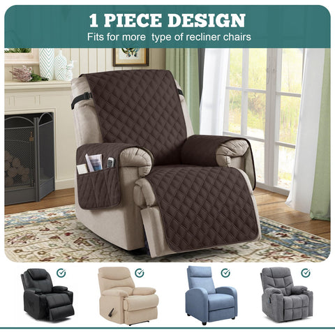 Ruaozz recliner cover back straps illustrate secure, slip-free fit.