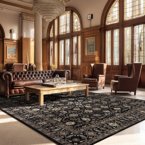 Ruaruarug black and gold pattern complements modern interiors with elegance.