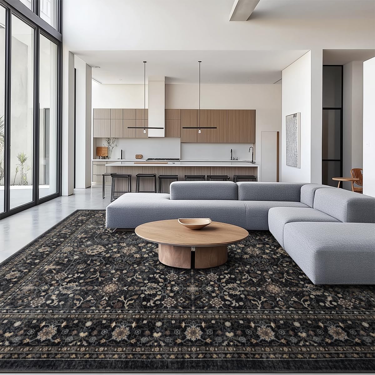 Ruaruarug area rug with non-slip backing preventing movement on floors