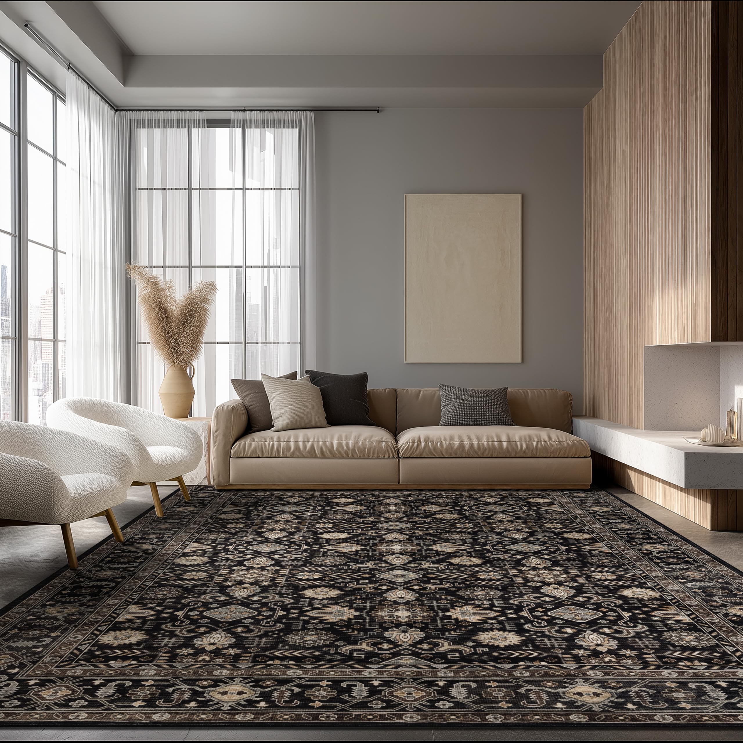Ruaruarug area rug with non-slip backing for safer placement in living rooms and hallways.