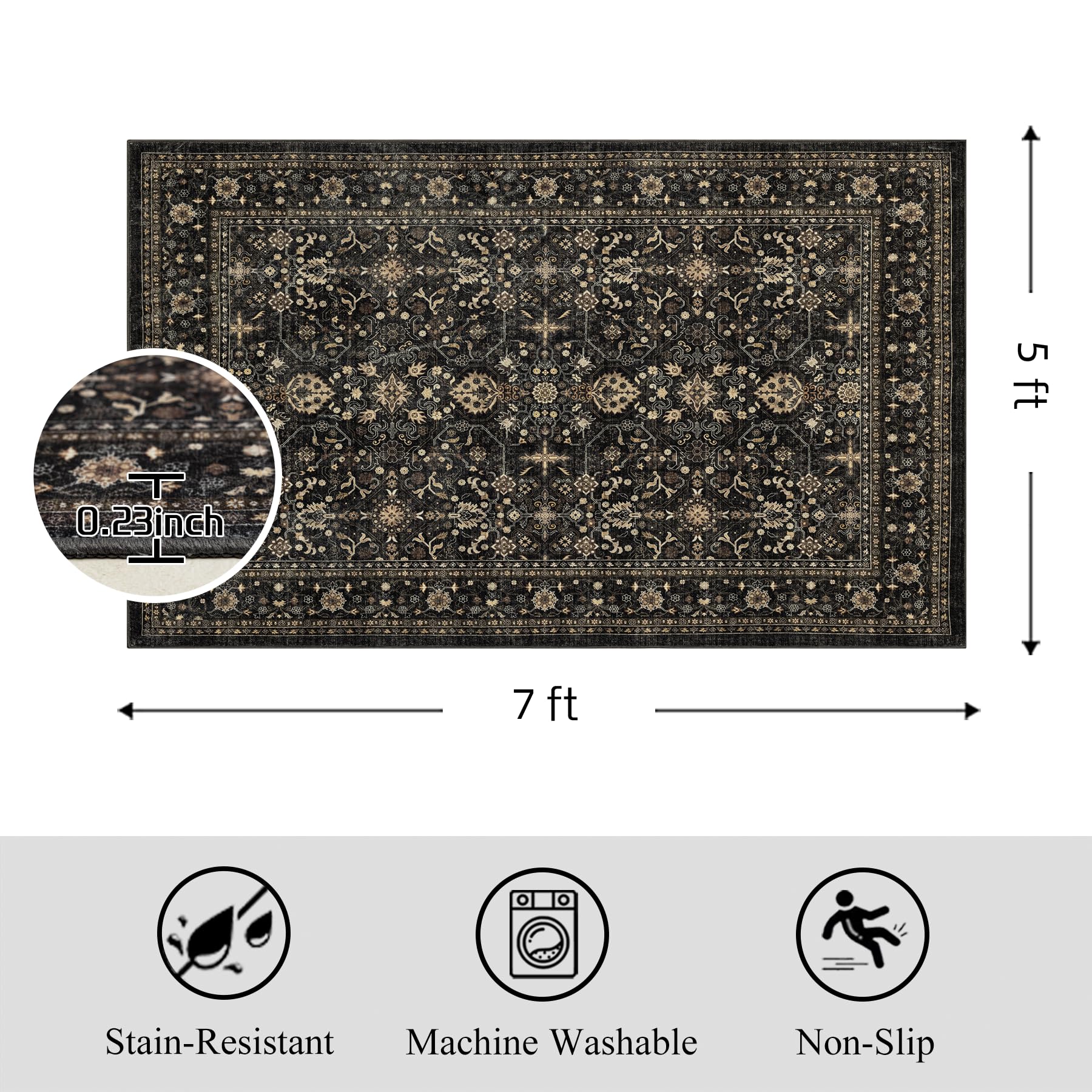 Ruaruarug area rug in living room demonstrates stable non-slip grip
