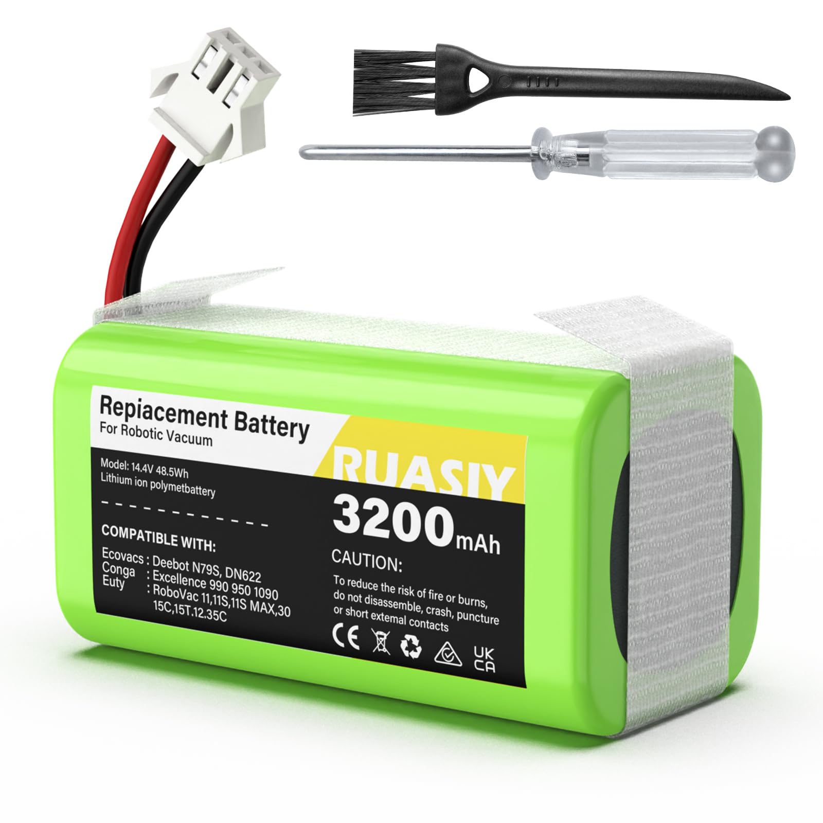 Ruasiy 14.4V 3200mAh battery for Eufy Robovac 11S enables longer Cleaning sessions