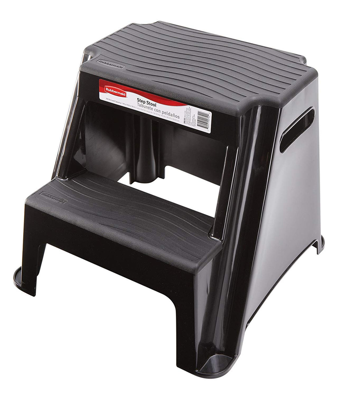 Rubbermaid 2-Step Stool side view shows lightweight, portable design for quick reach