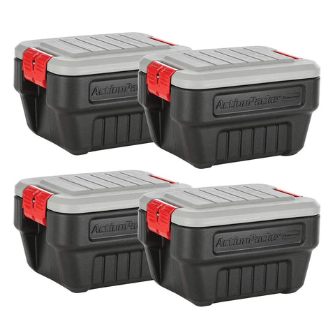 Rubbermaid ActionPacker 8 Gal lid close showing weather protection.