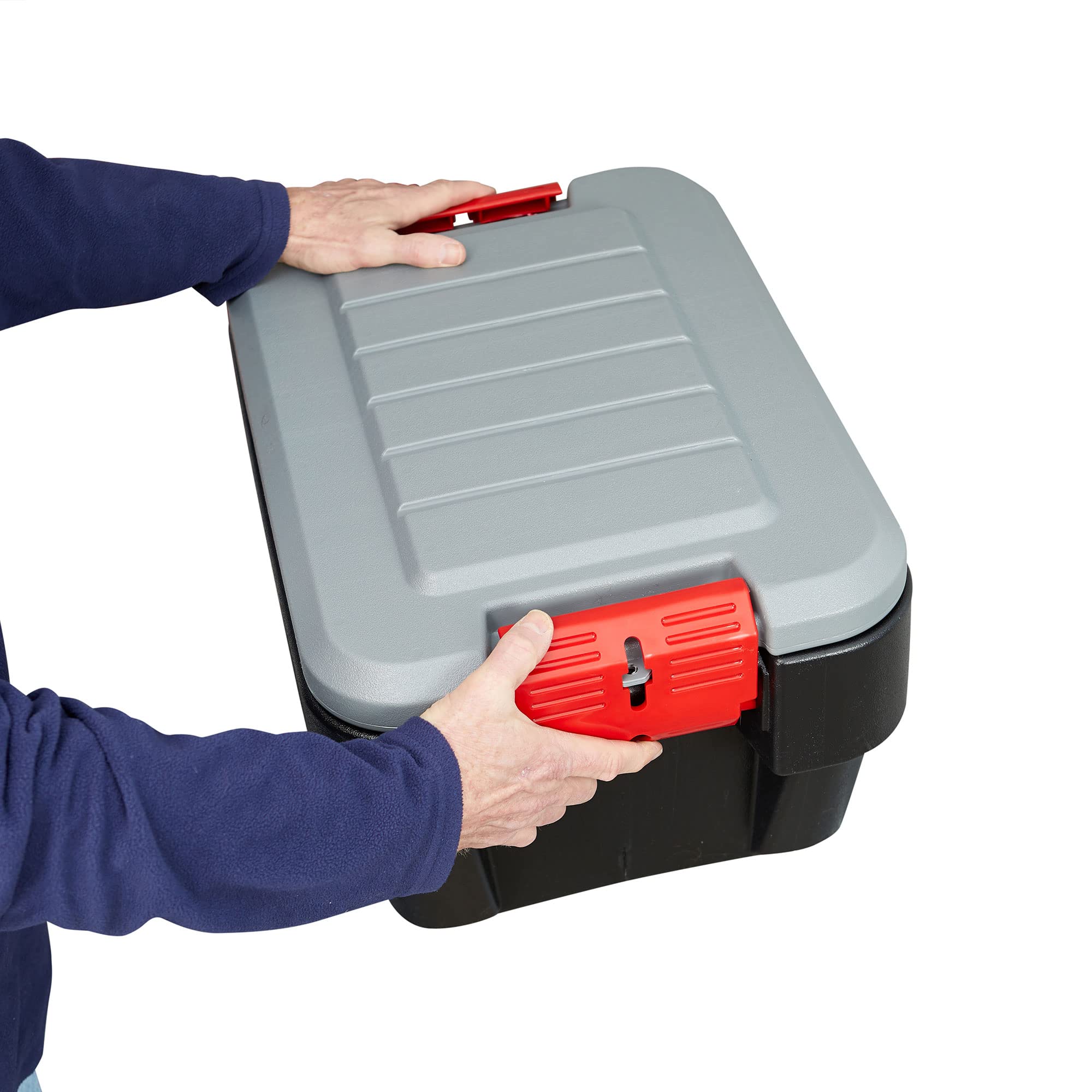 Rubbermaid ActionPacker rugged construction withstands temperature extremes 0–115°F.