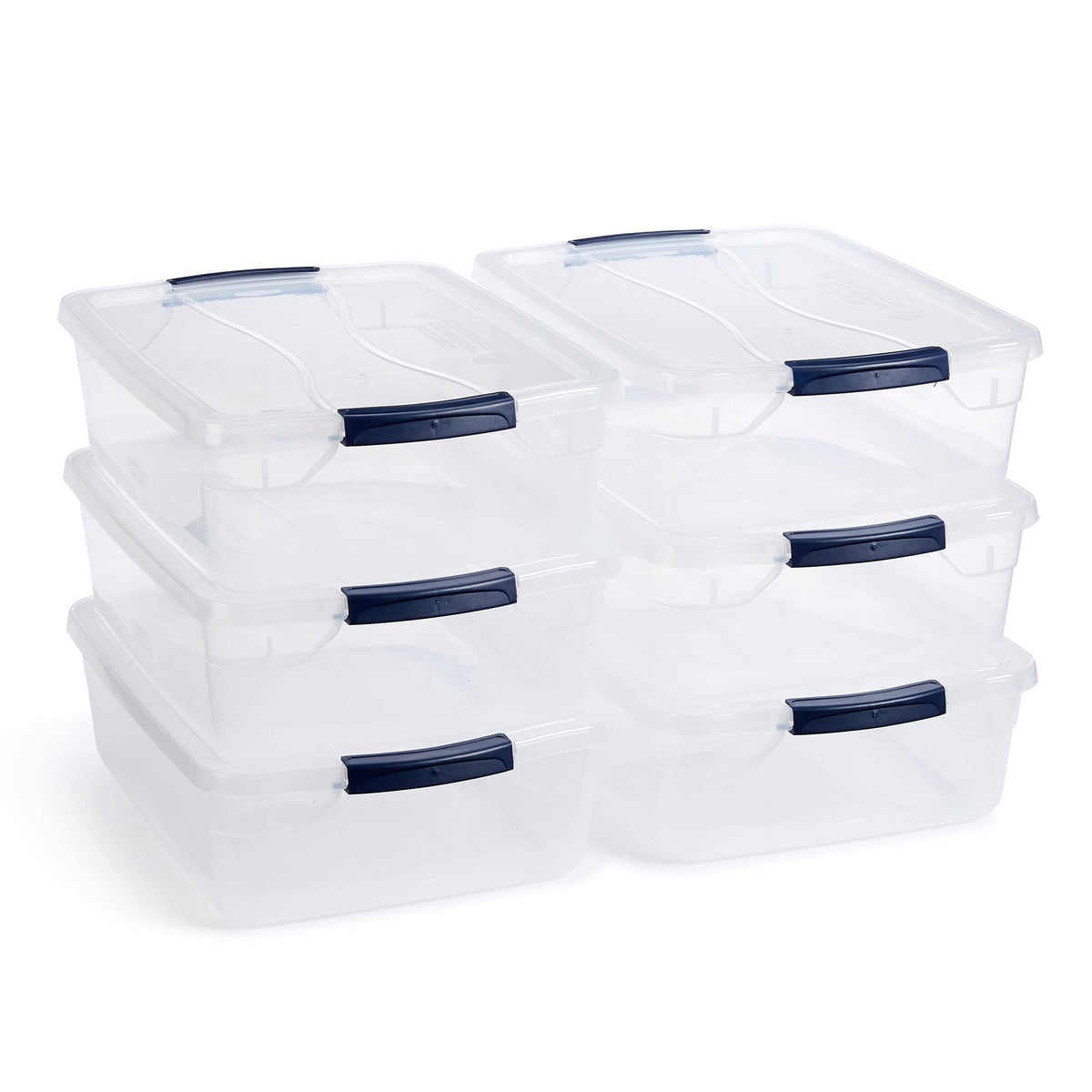 Rubbermaid Cleverstore 17qt bin with lid offers clear visibility for easy organization.