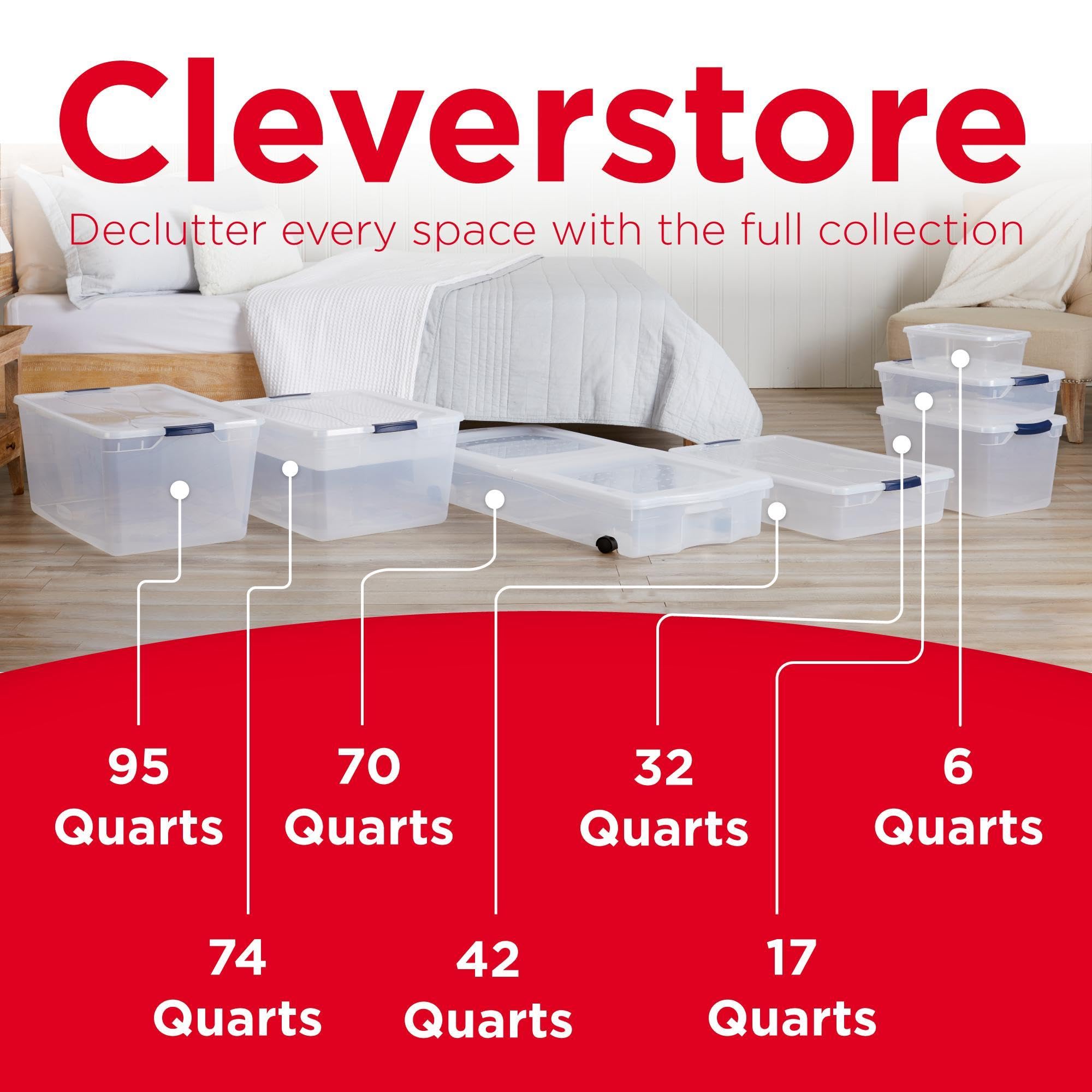 Rubbermaid Cleverstore 95 Qt BPA free USA made storage solution for durable use.