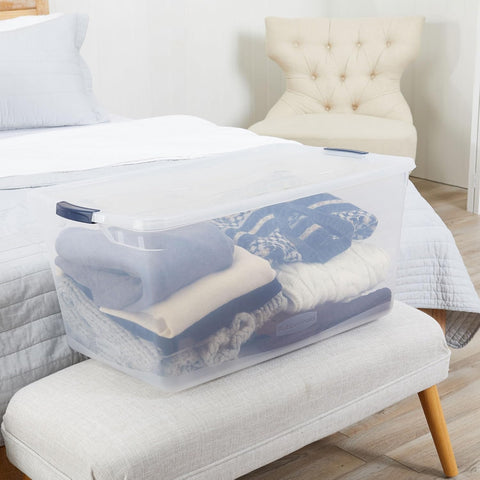 Rubbermaid Cleverstore 95 Qt ideal for garage or closet storage organization.