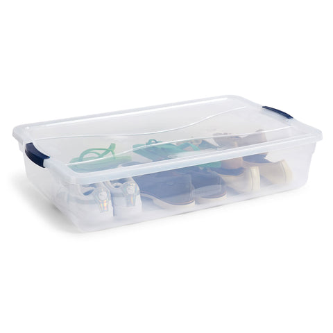 Clear body of Rubbermaid Cleverstore bin allows quick content checks