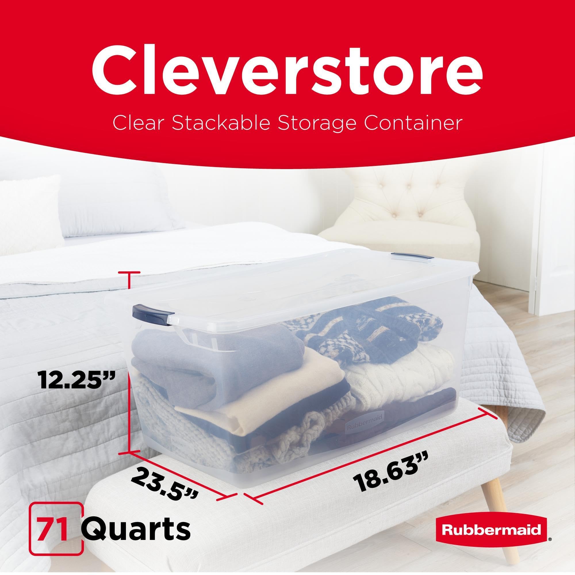 Rubbermaid Cleverstore see-through bins help locate items at a glance