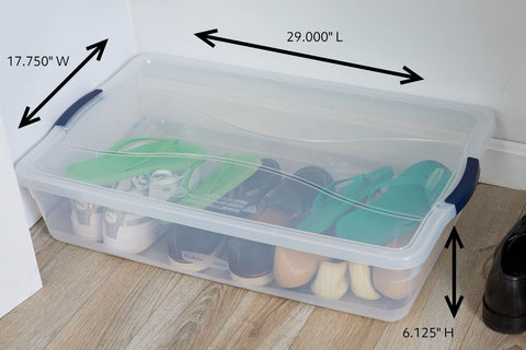 Stackable design saves space in closets and storerooms with Rubbermaid Cleverstore