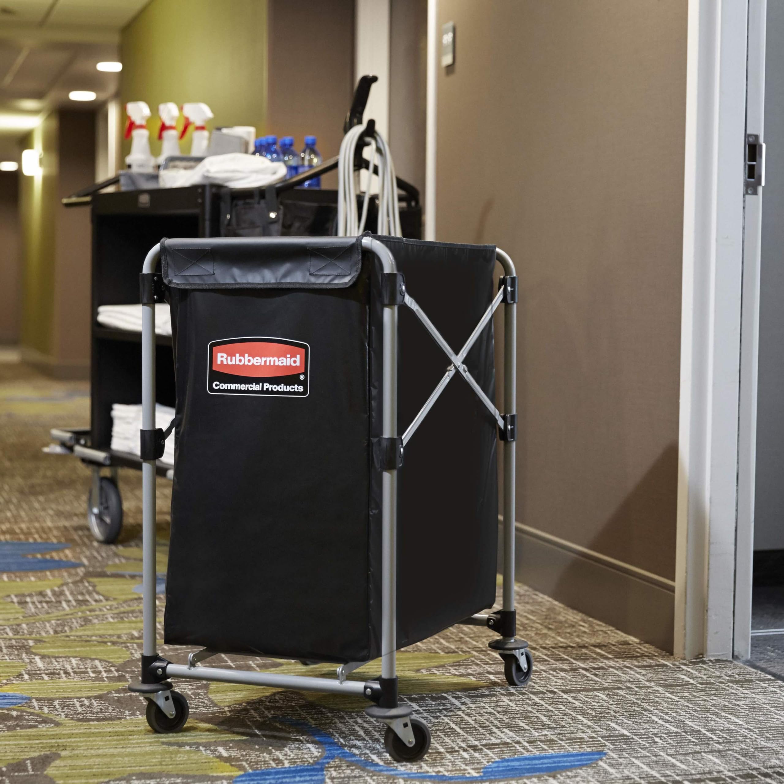 Rubbermaid Collapsible X Cart folded storage illustrates compact profile