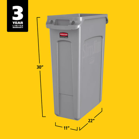 Rubbermaid Slim Jim trash can made in the USA in Winchester, Virginia.