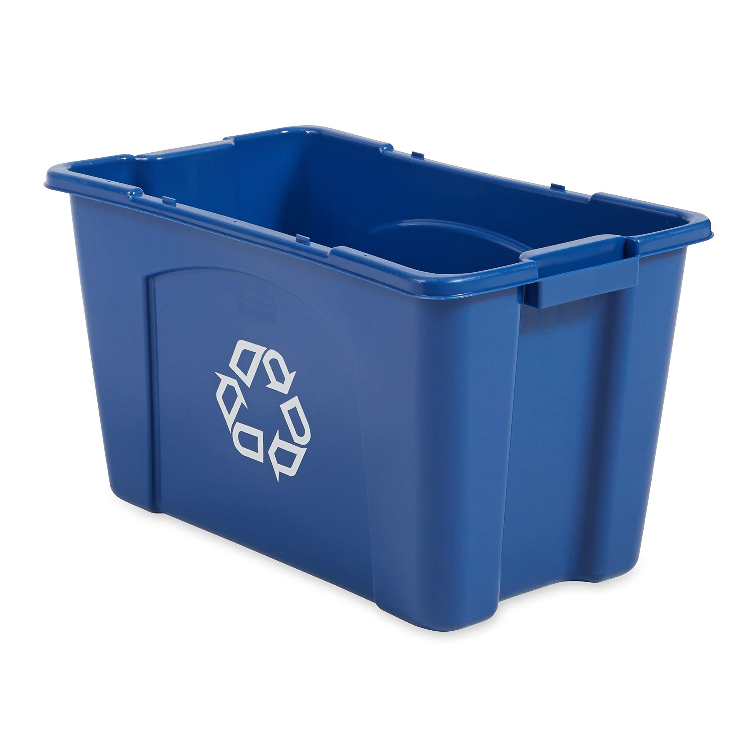 Commercial-grade Rubbermaid bin resists rust and wear indoors or outdoors