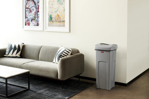 Rubbermaid Commercial 23-gallon square container handles large irregular waste efficiently.