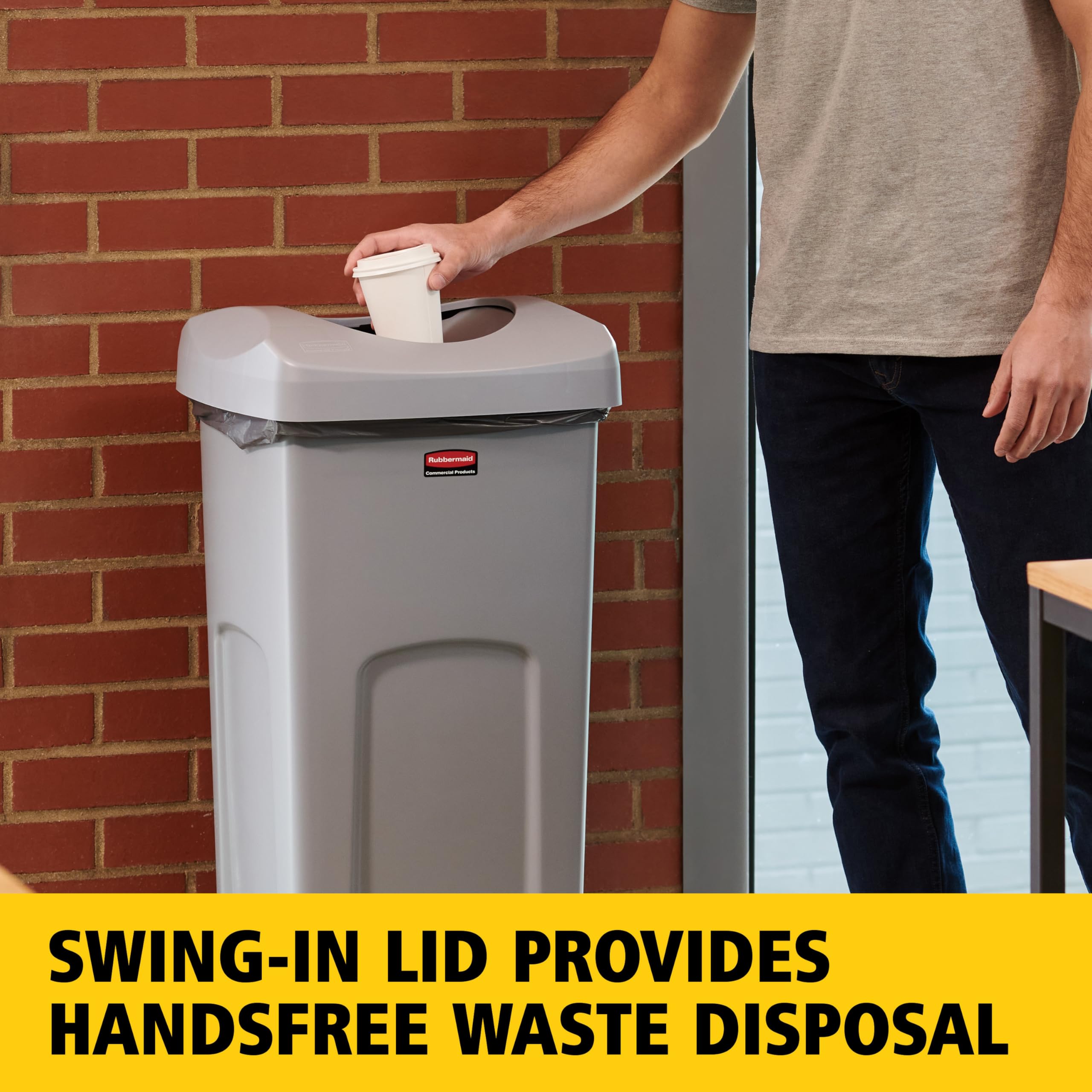 Rubbermaid Commercial stackable design simplifies transport and storage.