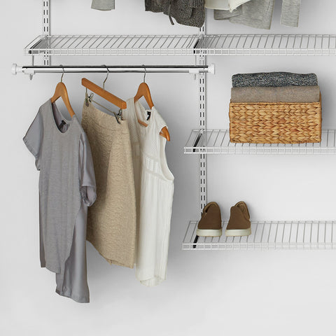 Rubbermaid Configurations two 26-inch shelves side-by-side maximize closet space.