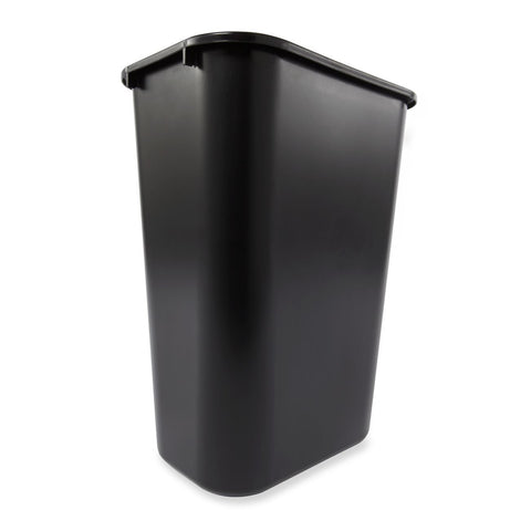 Rubbermaid Deskside wastebasket in black seen from the front