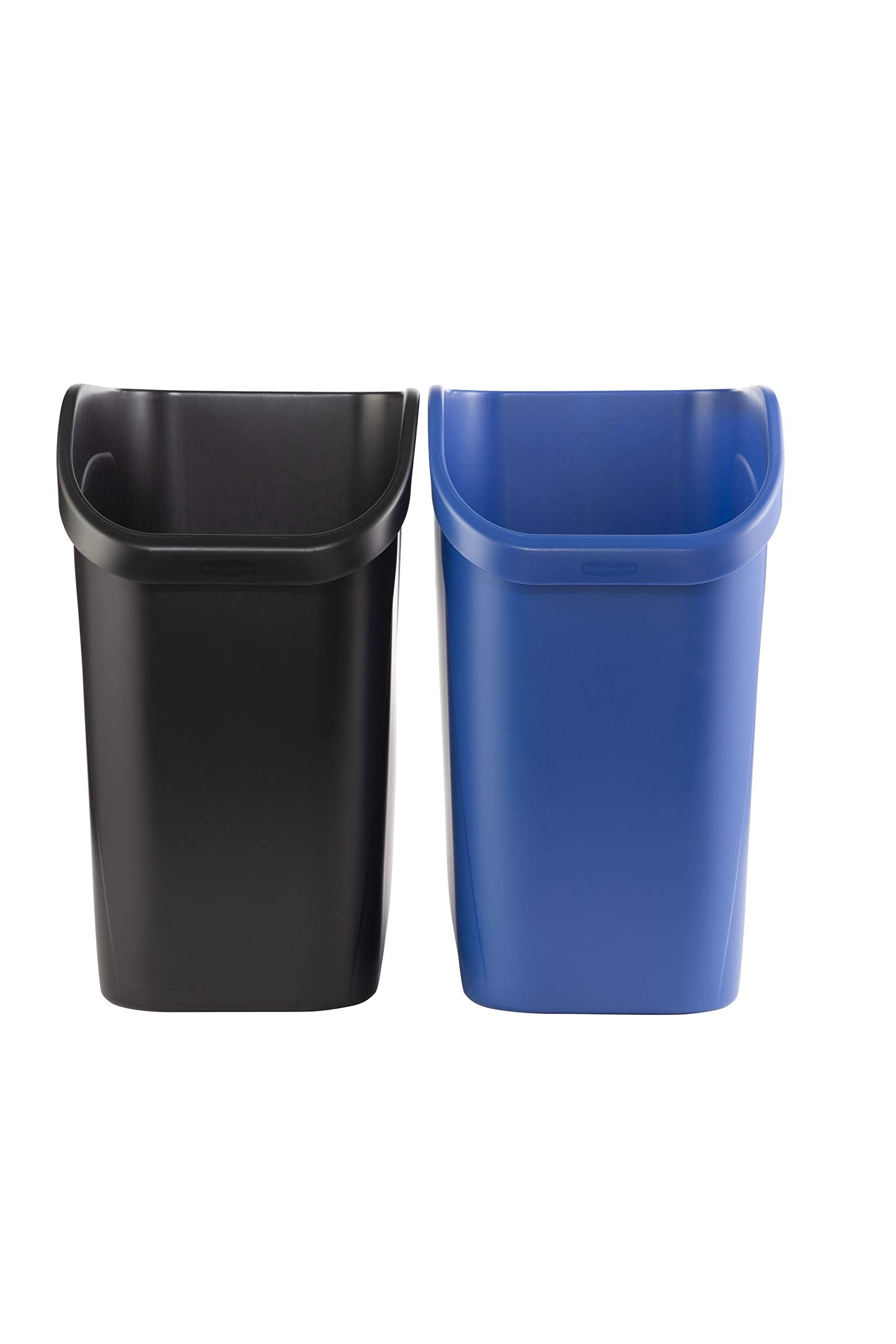 Rubbermaid dual-stream bin for separating waste and recyclables under the sink.