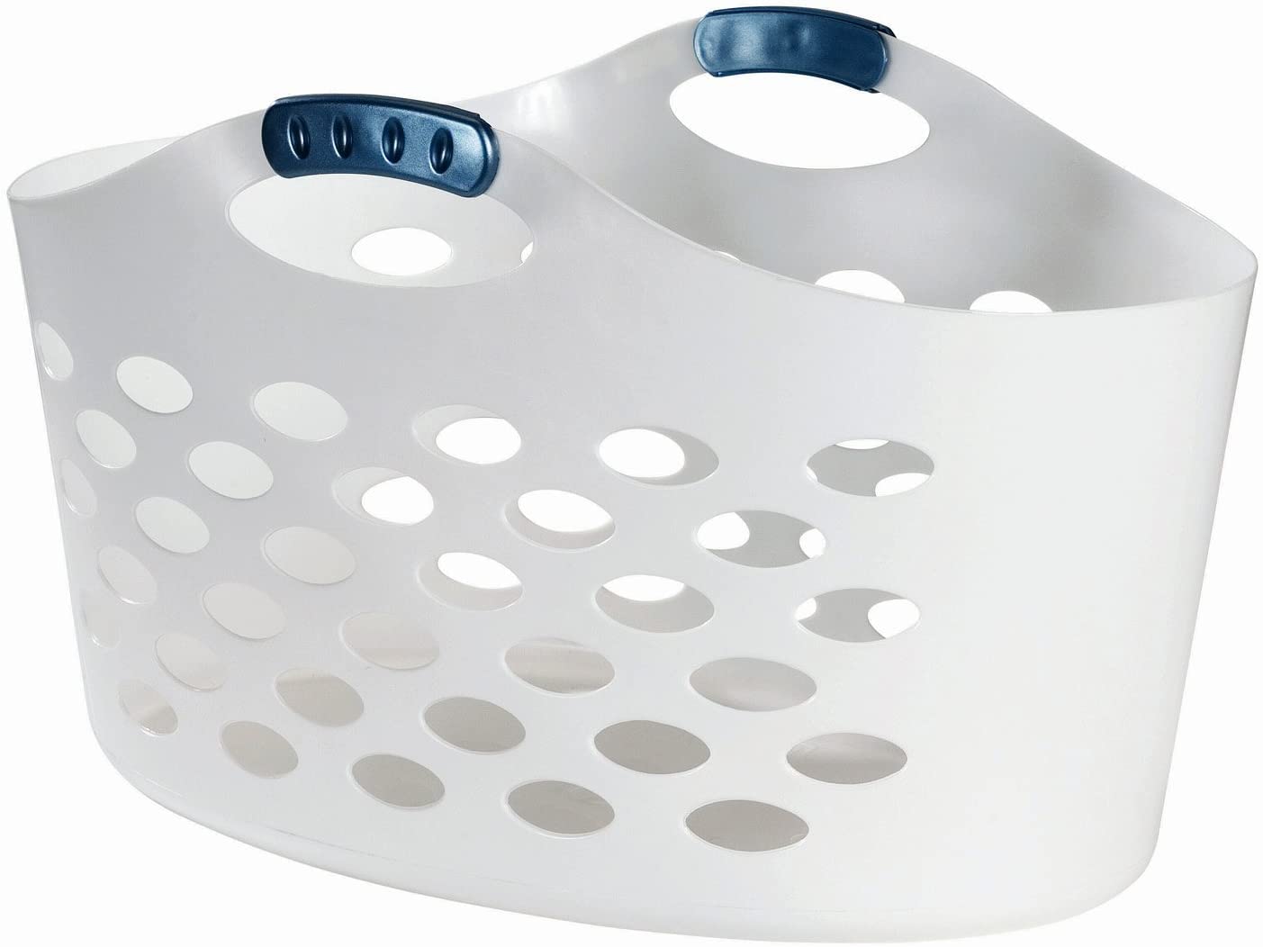 Rubbermaid flex-n-carry laundry basket with handles for easy one-handed transport
