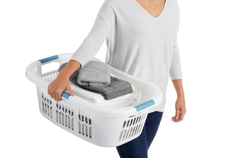 Rubbermaid hip-hugger basket side view with grab-through handles