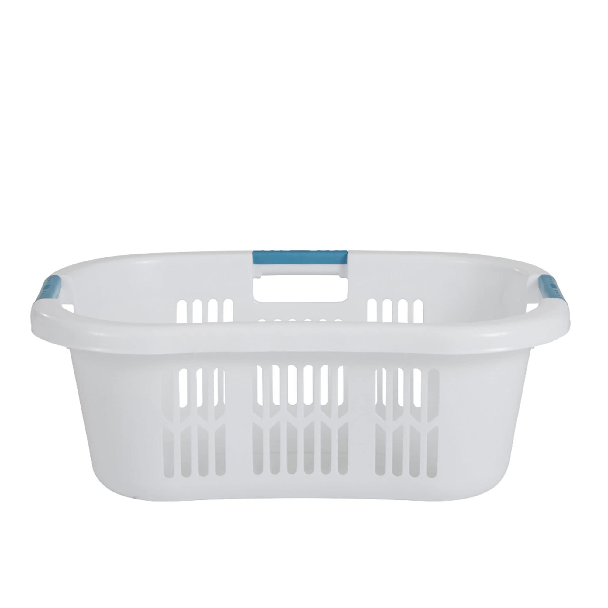 Rubbermaid Laundry Basket XL Hip-Hugger side view showing roomy interior for loads