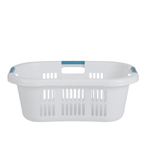 Rubbermaid Laundry Basket XL Hip-Hugger side view showing roomy interior for loads