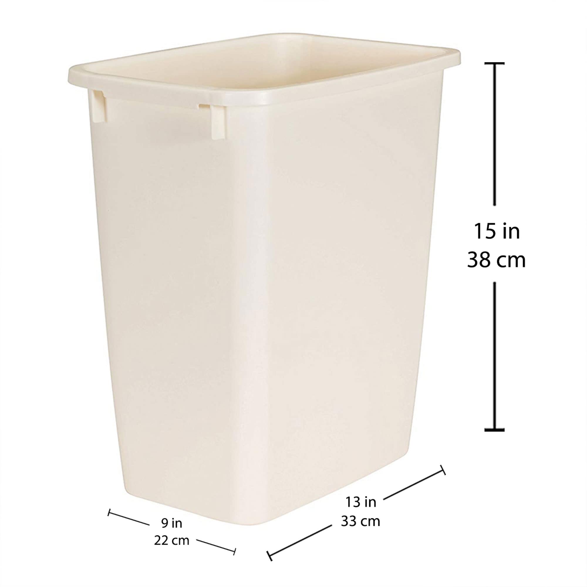 Rubbermaid wastebasket with reinforced rim to resist daily wear in busy areas.