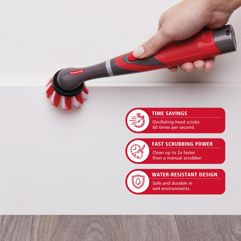Rubbermaid Reveal Power Scrubber Large Head cleans kitchen tile efficiently