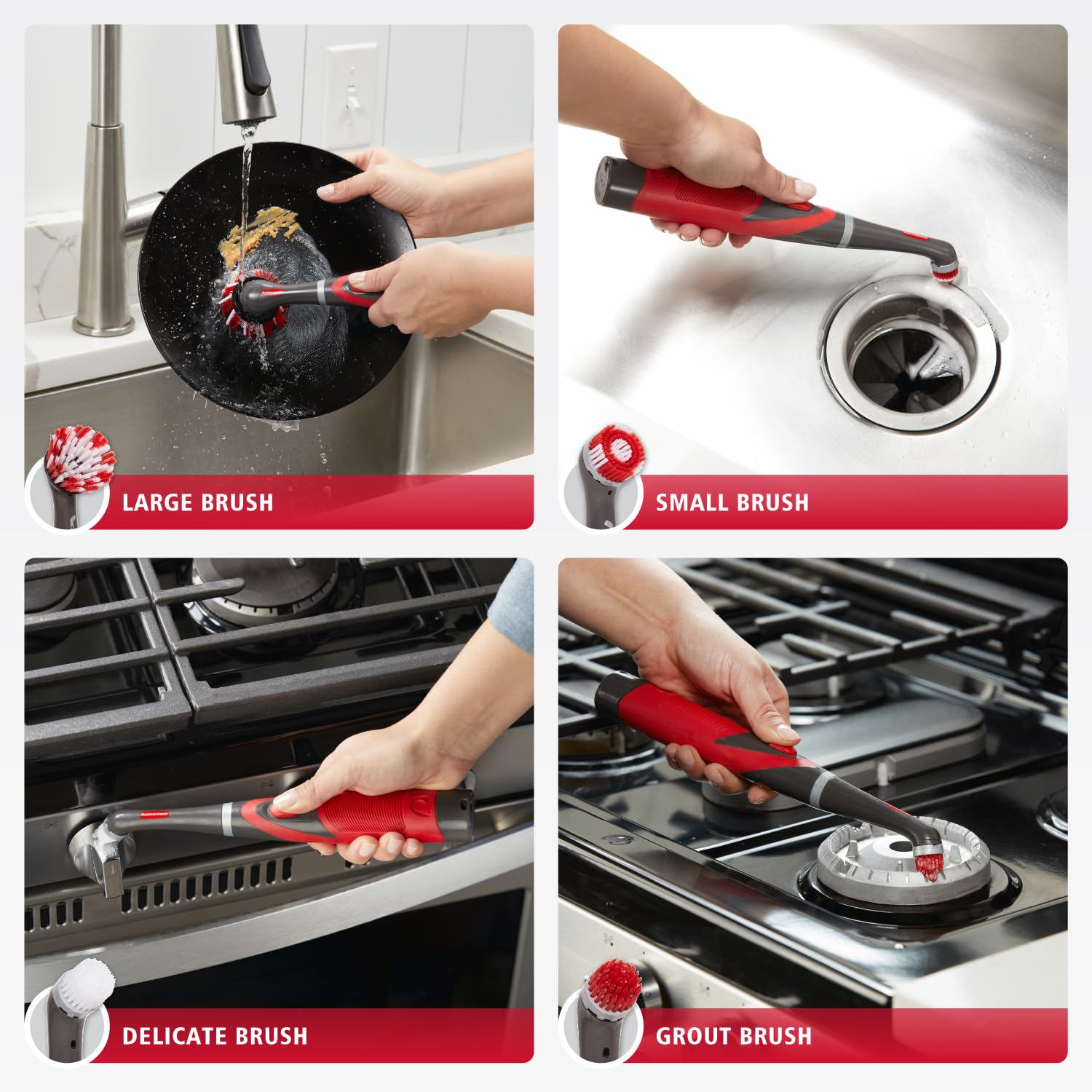 Rubbermaid Reveal Power Scrubber Scrubber Pads ready for heavy grime