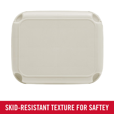 Rubbermaid Roughneck step stool bisque, top texture, skid-resistant feet boost safety