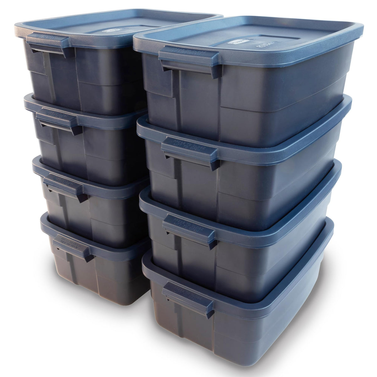 Rubbermaid Roughneck tote 10gal dark indigo rugged storage for durable organization