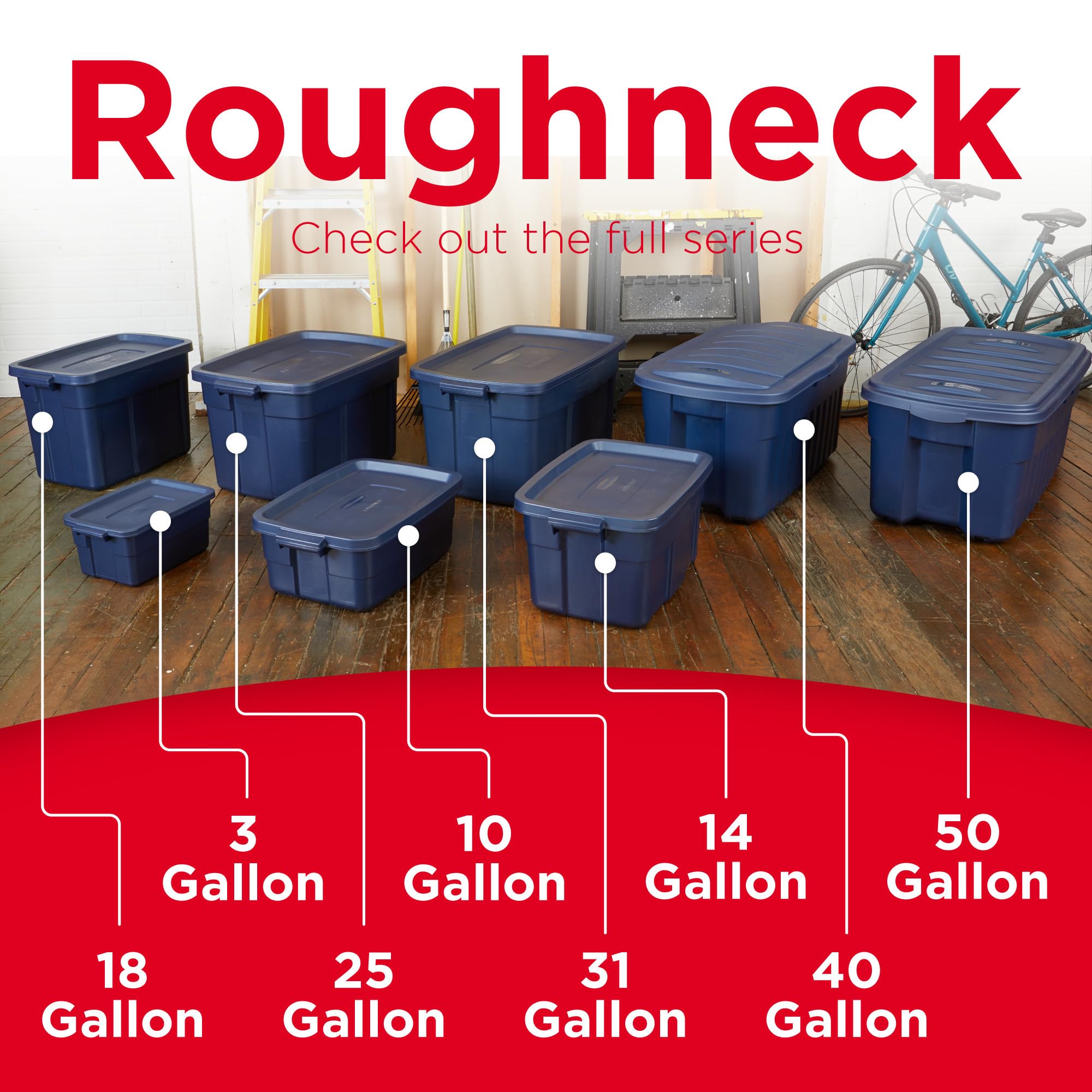 Roughneck Tote 18 Gal in dark indigo, easy-carry handles for transport